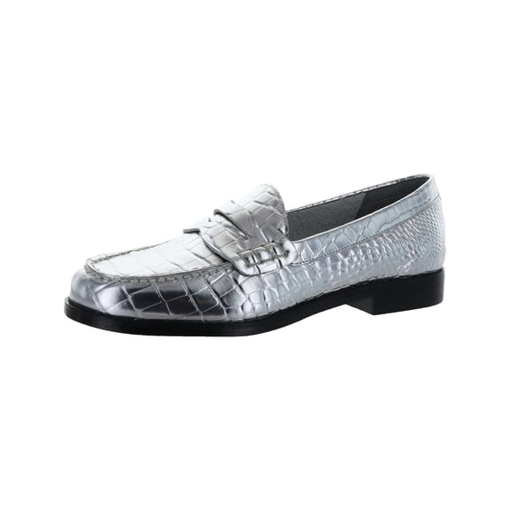 Marc Fisher LTD Womens Halli Metallic Penny Loafers Silver 6.5 Medium (B,M)