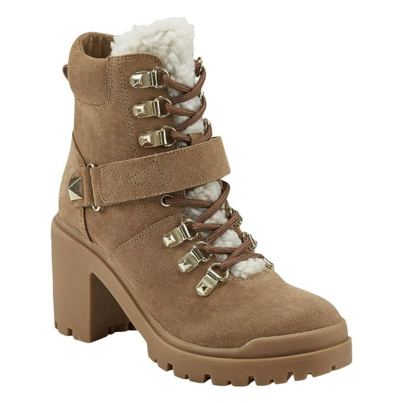 Marc Fisher Nature Women's Suede Sherpa Trim Lug Sole Hiker Booties