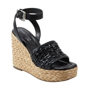 Marc Fisher Womens GODINA Faux Leather Ankle Strap Wedge Sandals