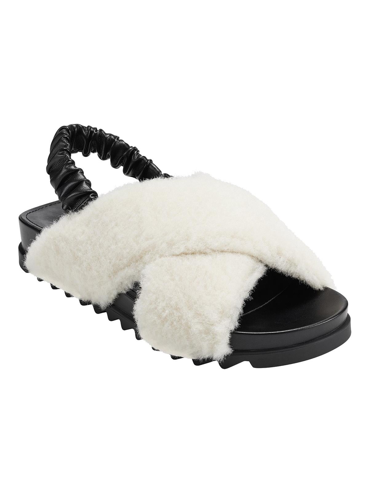 Sandals Fur Slingback Slides Marc Fisher Womens Javin Faux Fur