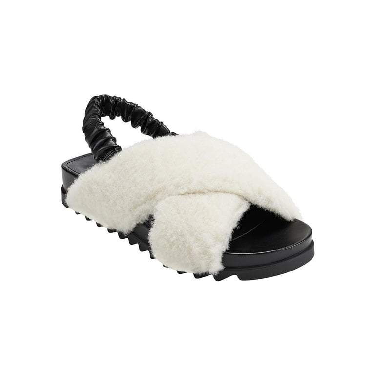 Marc Fisher Womens Javin Faux Fur Flat Slingback Sandals Walmart