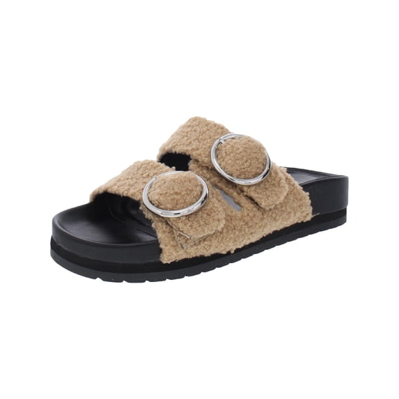 Marc Fisher Womens Keena 2 Faux Fur Textured Flatform Sandals