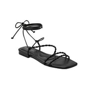 Marc Fisher Womens Lakita Faux Leather Square Toe Gladiator Sandals