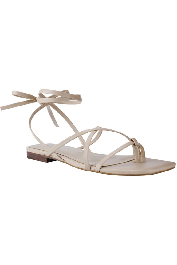 Womens Latent Faux Leather Square Toe Thong Sandals