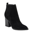 thumbnail image 1 of MARC FISHER Womens Black Goring Padded Matter Pointed Toe Block Heel Zip-Up Leather Booties 8.5 M, 1 of 3