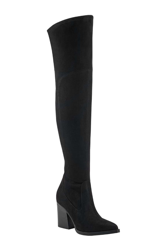 Womens Meyana Faux Suede Pointed Toe Over-The-Knee Boots