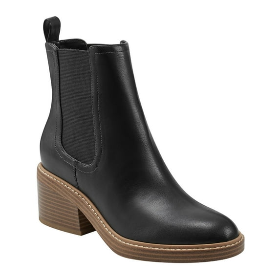 Marc Fisher Womens Modesty Faux Leather Stack Heel Ankle Boots