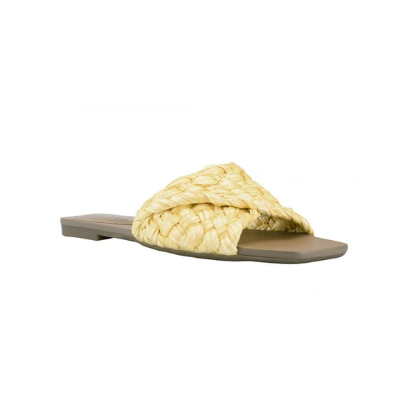 Marc Fisher Womens Moral Faux Leather Woven Slide Sandals