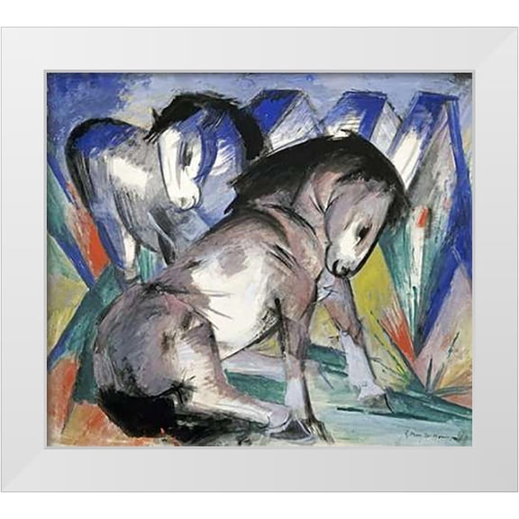 Marc, Franz 13x12 White Modern Wood Framed Museum Art Print Titled - Two Horses