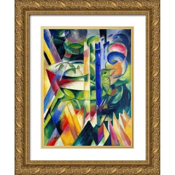 Marc, Franz 15x18 Gold Ornate Wood Framed with Double Matting Museum Art Print Titled - The Little Mountain Goats
