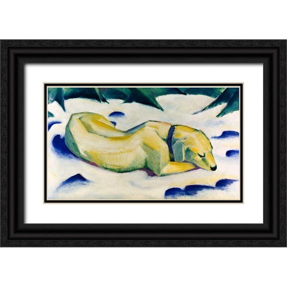 Marc, Franz 18x12 Black Ornate Wood Framed with Double Matting Museum Art Print Titled - The Hound - Weiber Hund