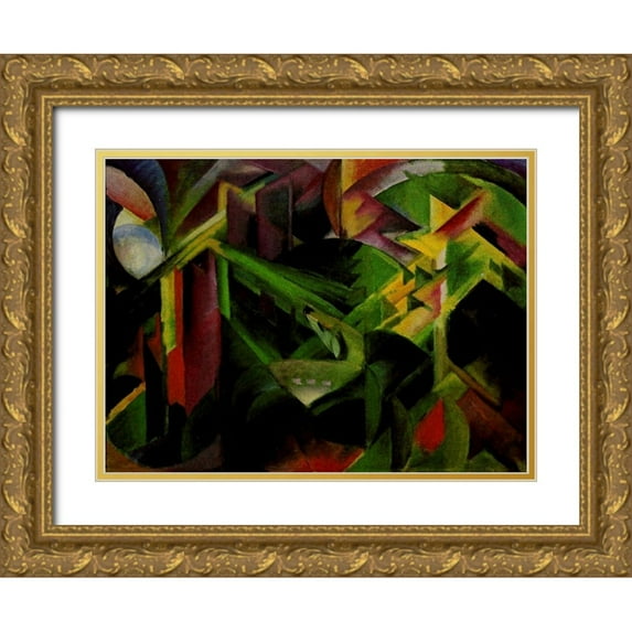 Marc, Franz 18x14 Gold Ornate Wood Framed with Double Matting Museum Art Print Titled - Doe in Cloister Garden
