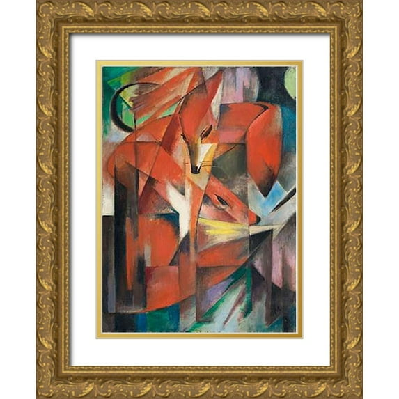 Marc, Franz 24x32 Gold Ornate Wood Framed with Double Matting Museum Art Print Titled - The Fox, 1913