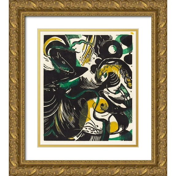 Marc, Franz 26x30 Gold Ornate Wood Framed with Double Matting Museum Art Print Titled - Genesis II