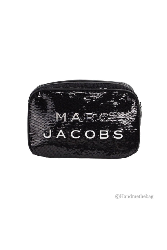 Flash Leather Crossbody Bag, Black Sequin