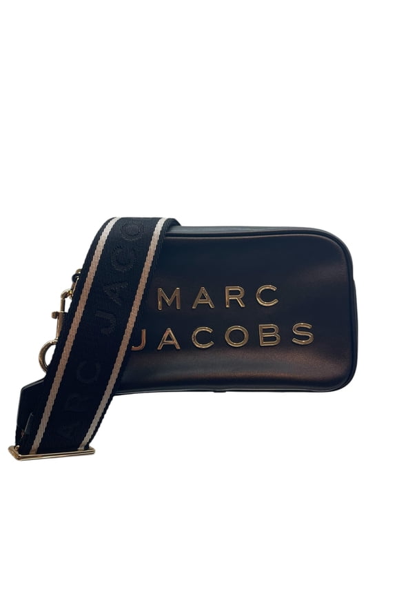 Flash Leather Crossbody Bag, Black/Gold 2