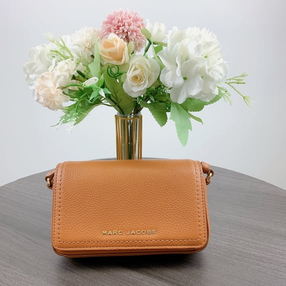 Marc Jacobs H107L01FA21 Mini Leather Crossbody Bag IN SMOKED ALMOND