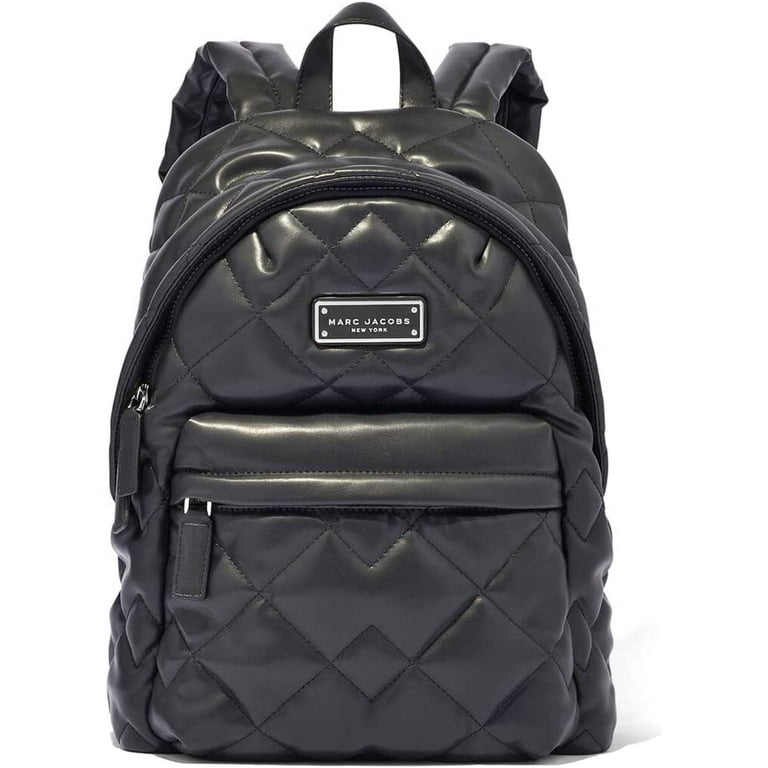 Marc Jacobs H306M01RE21 Black Quilted Leather With Silver Hardware Women's  Moro Backpack