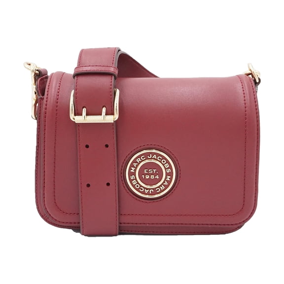 Marc Jacobs Marc Jacobs Medium Metal Signet Syrah Smooth Leather Flap Crossbody Purse Women's Bag
