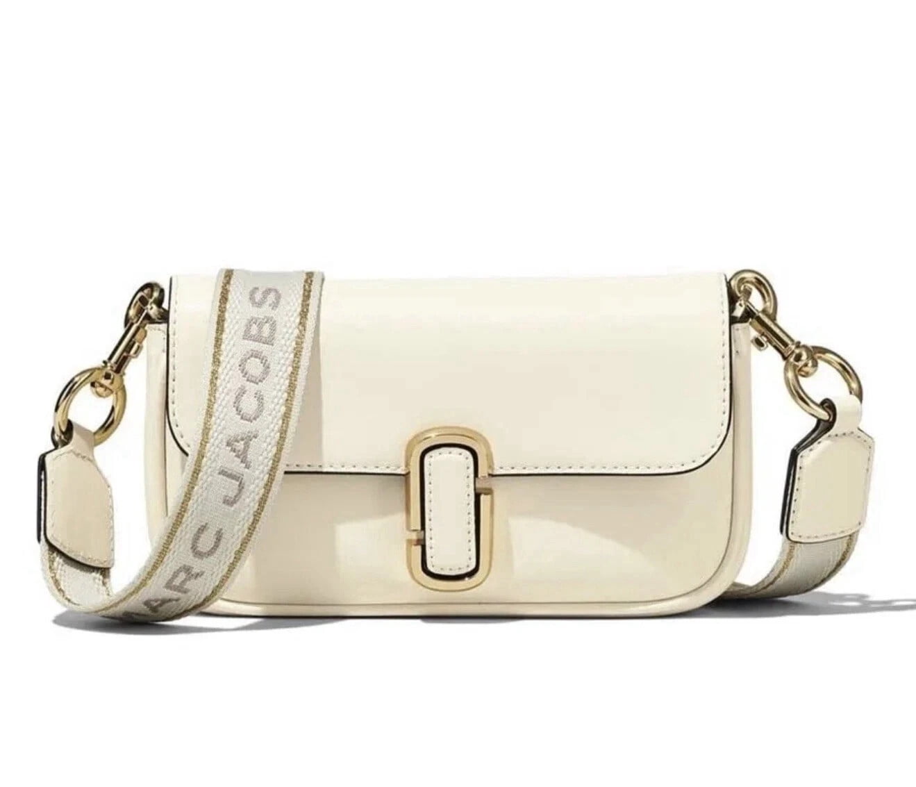 Marc Jacobs J Marc Mini Cloud White Shoulder Bag with Logo Buckle