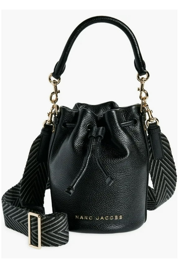 Leather Bucket Bag Crossbody (Black)