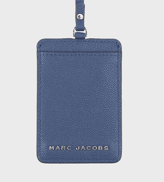 Marc Jacobs Logo Leather Lanyard ID Card Case Wallet Azure Marc Jacobs Logo Leather Lanyard ID Card Case Wallet Azure
