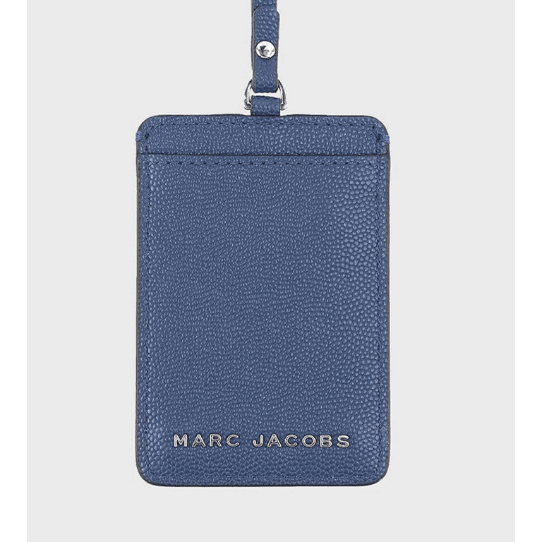 Marc Jacobs Logo Leather Lanyard ID Card Case Wallet Azure