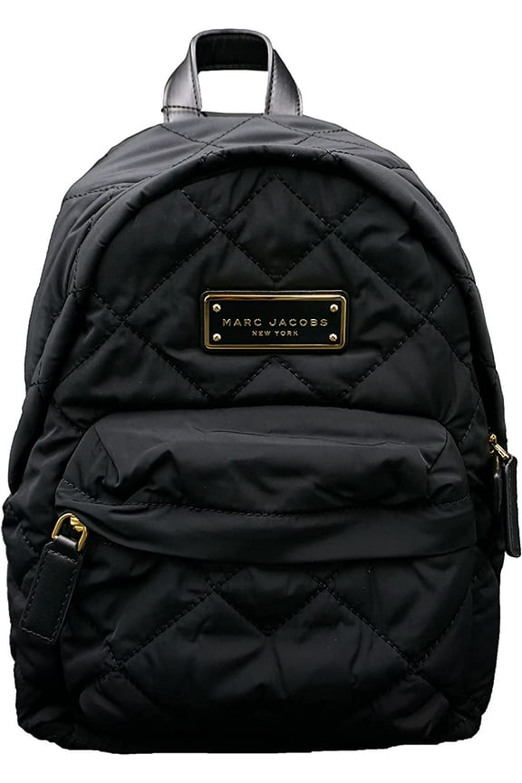 M Black/Gold Hardware Women's Quilted Nylon Mini Backpack