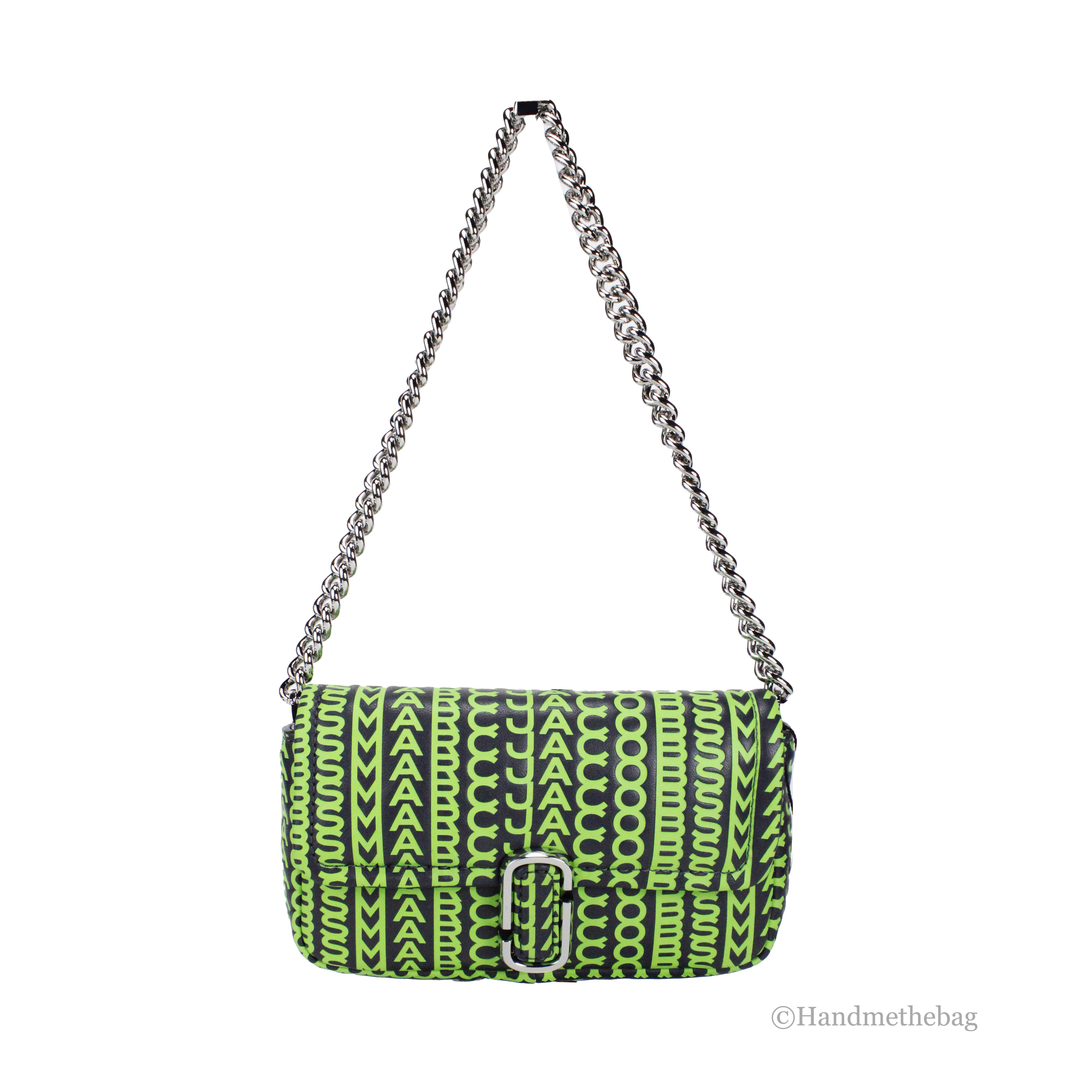 Marc Jacobs Neon Green The Monogram Leather J Marc Mini Shoulder Bag Women's Crossbody
