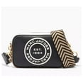 thumbnail image 1 of Marc Jacobs Signet Leather Camera Bag with Arrow Webbing Strap In Black Multi, 1 of 7