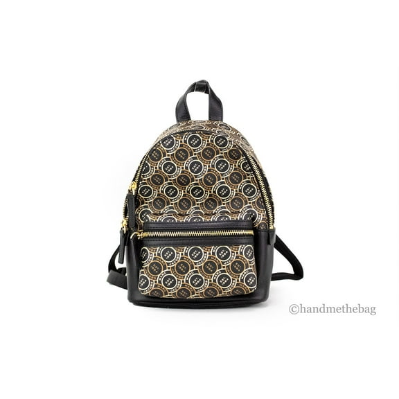 Marc Jacobs Signet Mini Black Logo Printed Leather Shoulder Backpack Bookbag