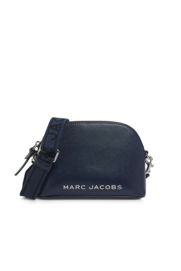 Small Dome Leather Crossbody Bag In Azure Blue