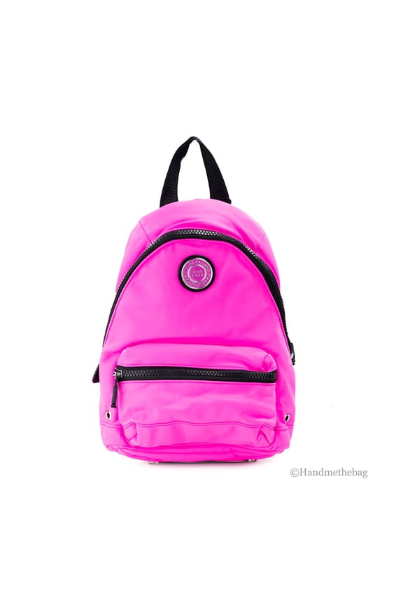Small Neon Fuchsia Nylon Fabric Backpack Bookbag