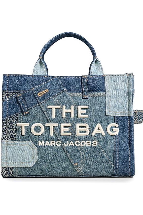 The Deconstructed Denim Medium Tote Bag - Indigo Multi