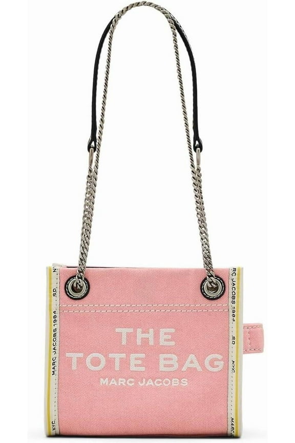 The Denim Chain Crossbody Tote Bag - Ribbon Pink