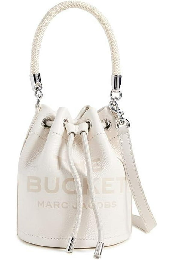 The Leather Bucket Bag - Cotton/Silver