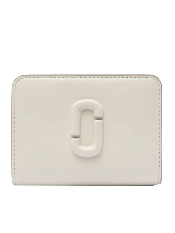 The Leather J Marc Mini Compact Wallet In Cloud White