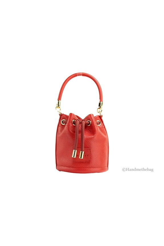 The Micro Bucket Bag True Red Leather Bucket Crossbody Purse