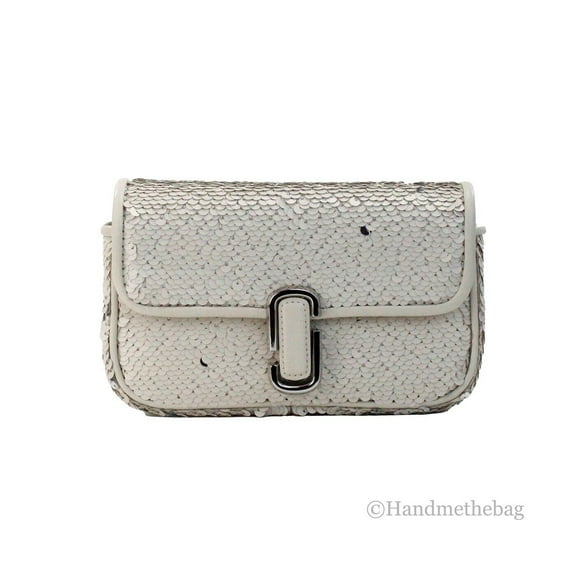 Marc Jacobs Marc Jacobs The Mini J Marc Shoulder Women's Cream Sequined Crossbody Women's Bag