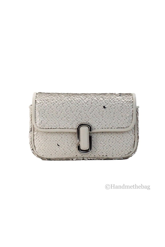 Marc Jacobs The Mini J Marc Shoulder Cream Sequined Bag