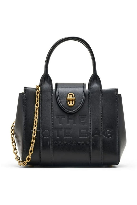 The Mini Turnlock Leather Crossbody Tote Bag In Black