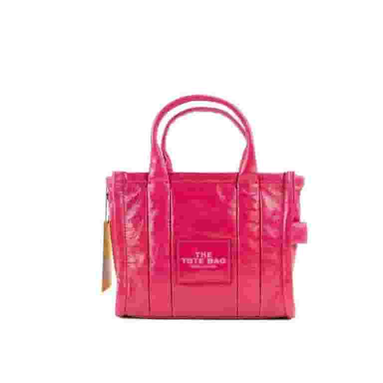 Marc Jacobs The Shiny Crinkle Mini Tote Magenta Leather Marc Jacobs The Shiny Crinkle Mini Tote Magenta Leather