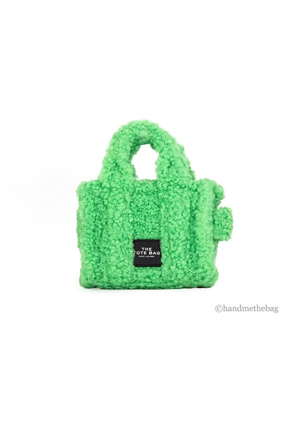 The Tote Bag Teddy Micro Fluffy Green Sherpa Crossbody Handbag Purse