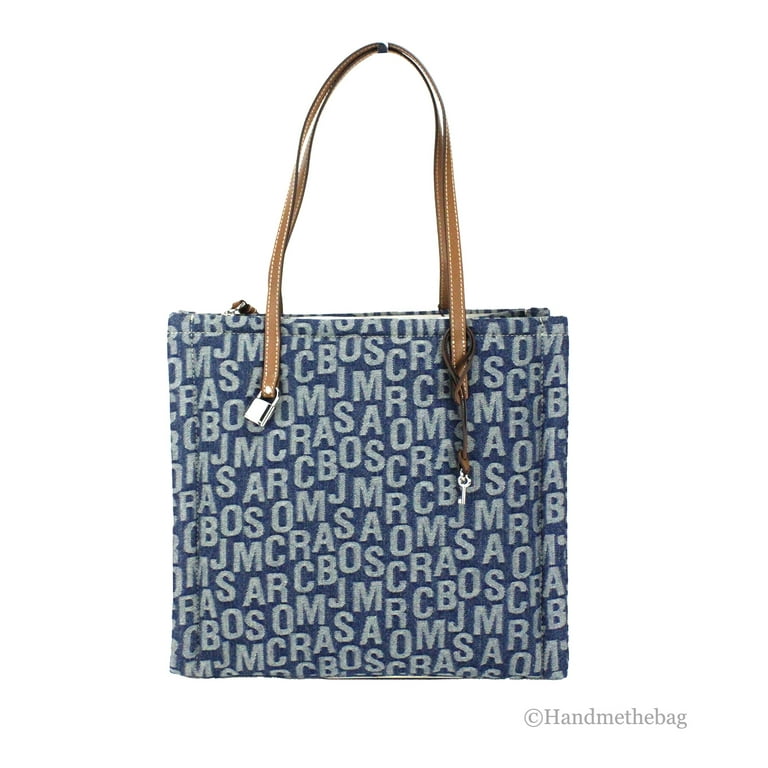 Marc Jacobs The Washed Monogram Blue Denim Grind Canvas Tote Marc Jacobs The Washed Monogram Blue Denim Grind Canvas Tote