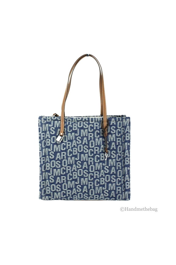 The Washed Monogram Blue Denim Grind Canvas Tote Bag Purse