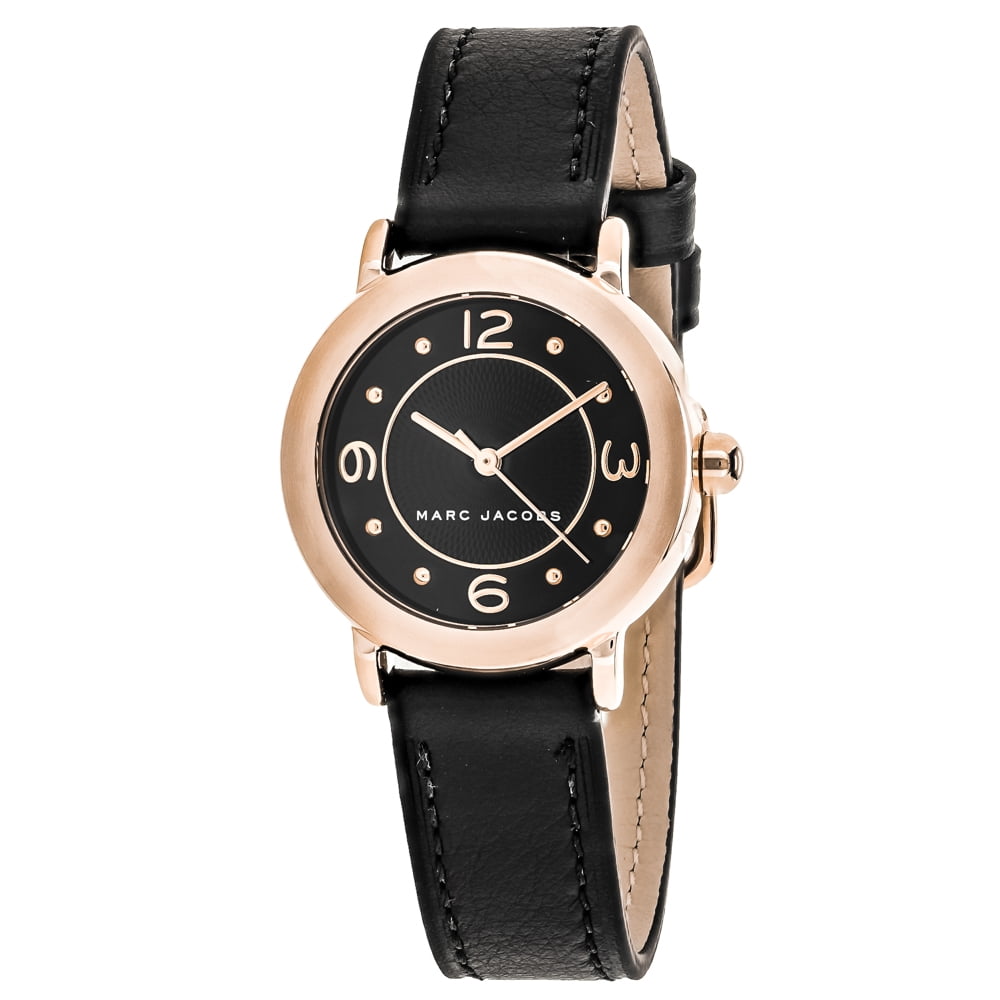 特価!MARC JACOBS 高級感 Quartz Black Dial Ladies Watch Marc Jacobs Women's Riley MJ1475 Black Leather Quartz