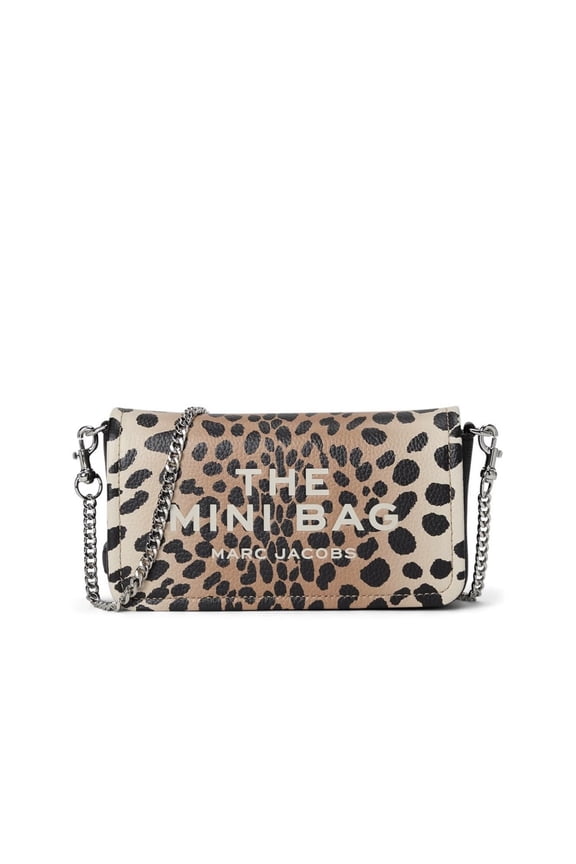 Womens The Cheetah Leather Chain Mini Bag, Black Multi