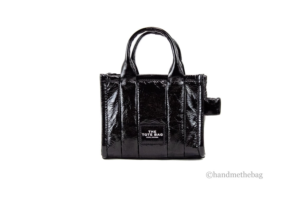 Marc Jacobs The Shiny Crinkle Micro Black Leather Tote Marc Jacobs The Shiny Crinkle Micro Black Leather Tote