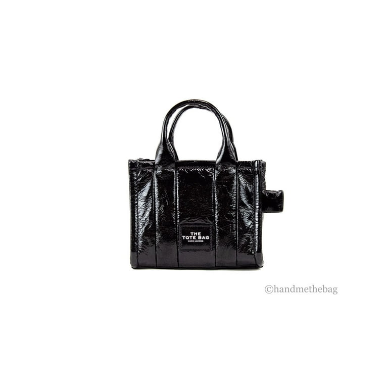 Marc Jacobs The Shiny Crinkle Micro Black Leather Tote