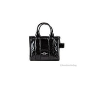 Marc Jacobs Marc Jacobs The Shiny Crinkle Micro Tote Black Leather Crossbody Bag Womens Handbag